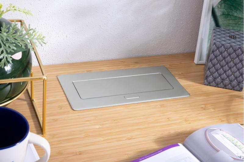 MULTISOFT tomada de mobiliário 2x Tomada com Aterramento, USB A+C, RJ45, HDMI, Cabo de Alimentação com Plugue, Alumínio