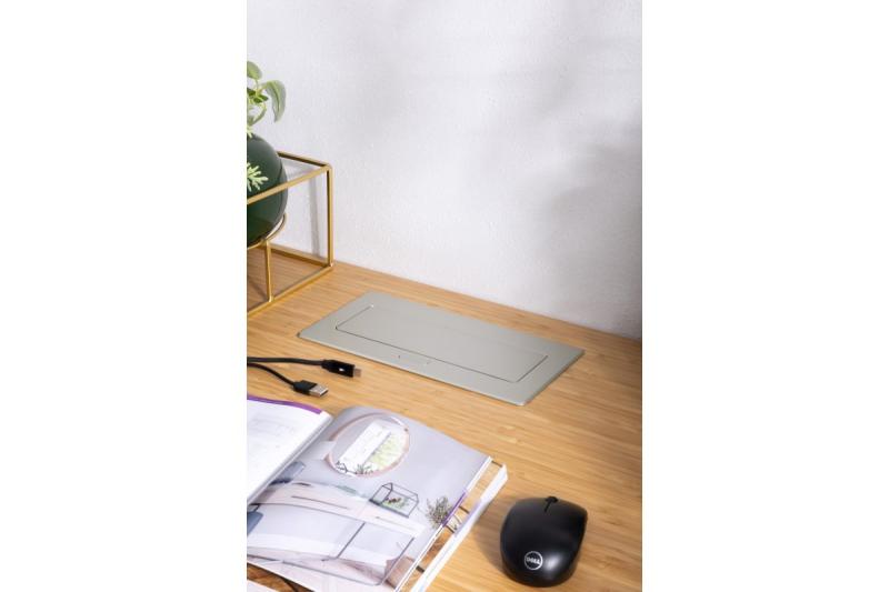 MULTISOFT tomada de mobiliário 2x Tomada com Aterramento, USB A+C, RJ45, HDMI, Cabo de Alimentação com Plugue, Alumínio