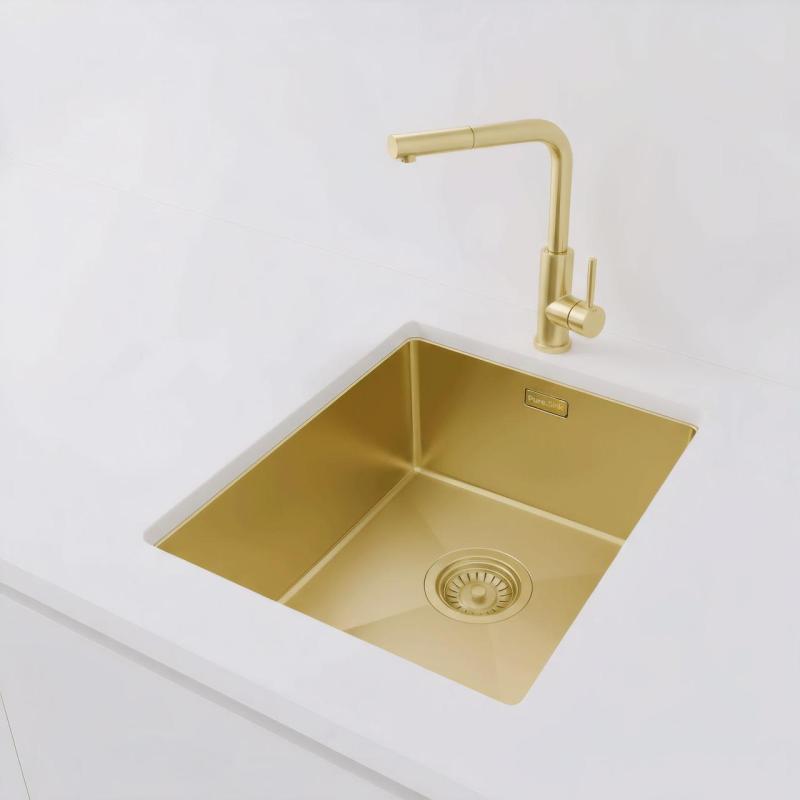 Pure.Sink Luxion Pia dourada 36x40 cm para instalação embutida, encastrada ou sobreposta PLX3640-60