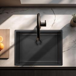 Pure.Sink Luxion PVD Pia preta 55x40 cm para encastrar, encastrar na superfície e montar em cima PLX5540-63