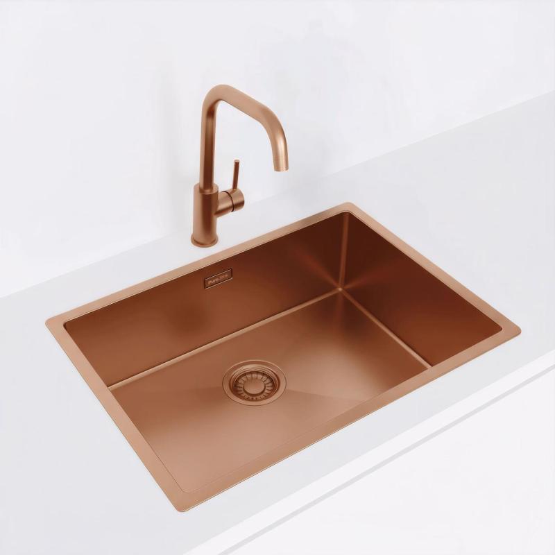 Pure.Sink Luxion Pia de cobre 55x40 cm para encastrar, encastrar na superfície e montar em cima PLX5540-62