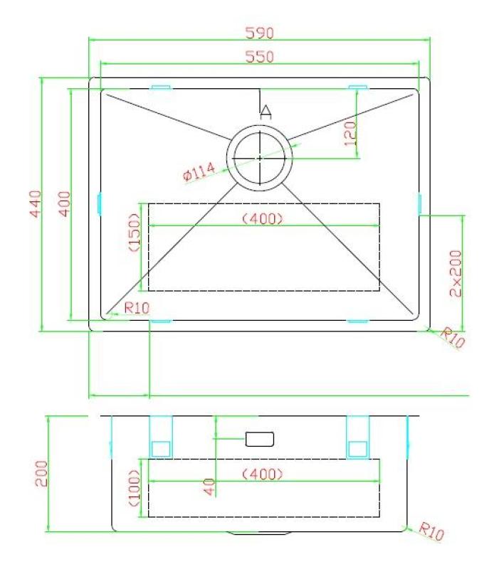 Pure.Sink Luxion Pia de cobre 55x40 cm para encastrar, encastrar na superfície e montar em cima PLX5540-62