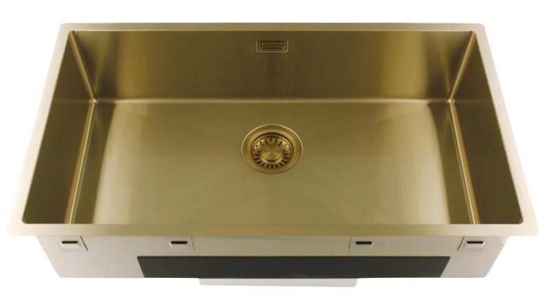 Pure.Sink Luxion Pia grande dourada 74x40 cm para encastrar, embutir ou sobrepor PLX7440-60