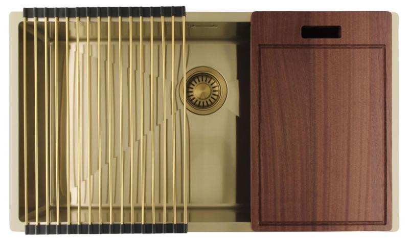 Pure.Sink Luxion Pia grande dourada 74x40 cm para encastrar, embutir ou sobrepor PLX7440-60