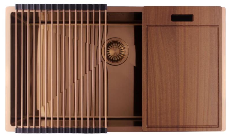 Pure.Sink Luxion Pia grande de cobre 74x40 cm para instalação embutida, encastrada ou sobreposto PLX7440-62