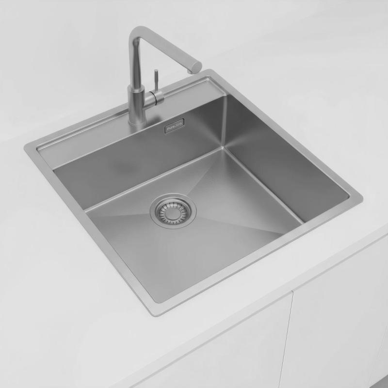 Pure.Sink Luxion Pia de aço inoxidável 51x50 cm Tapwing com suporte para torneira PLX5150T-02