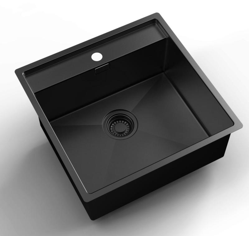 Pure.Sink Luxion PVD Pia preta 51x50 cm Torneira com banco para torneira PLX5150T-63