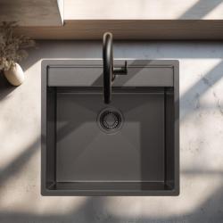 Pure.Sink Luxion Pia em metal cinza 51x50 cm Tapwing com suporte para torneira PLX5150T-61