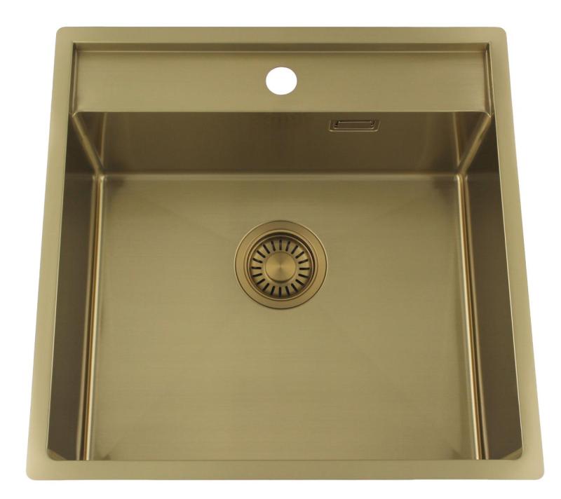 Pure.Sink Luxion Pia dourada 51x50 cm Tapwing com bancada com orifício para torneira PLX5150T-60