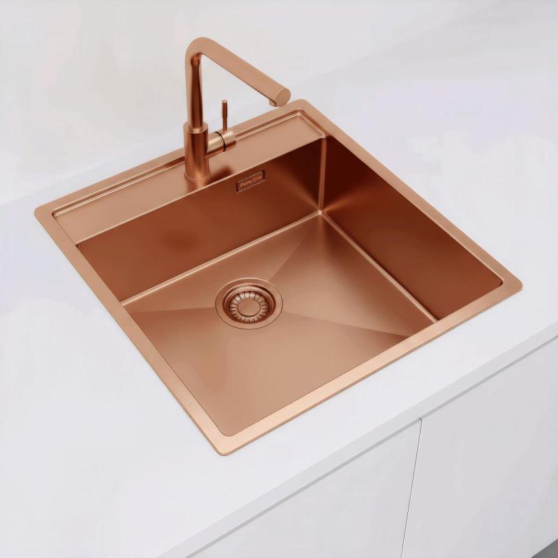 Pure.Sink Luxion Pia de cobre 51x50 cm Torneira com furo para torneira PLX5150T-62
