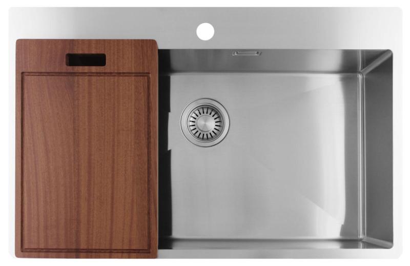 Pure.Sink Luxion Pia grande em aço inoxidável 78x50 cm Tapwing com bancada com orifício para torneira PLX7850T-02