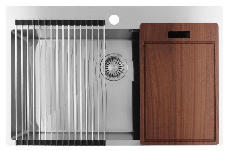 Pure.Sink Luxion Pia grande em aço inoxidável 78x50 cm Tapwing com bancada com orifício para torneira PLX7850T-02