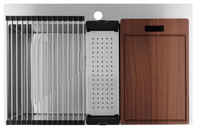 Pure.Sink Luxion Pia grande em aço inoxidável 78x50 cm Tapwing com bancada com orifício para torneira PLX7850T-02