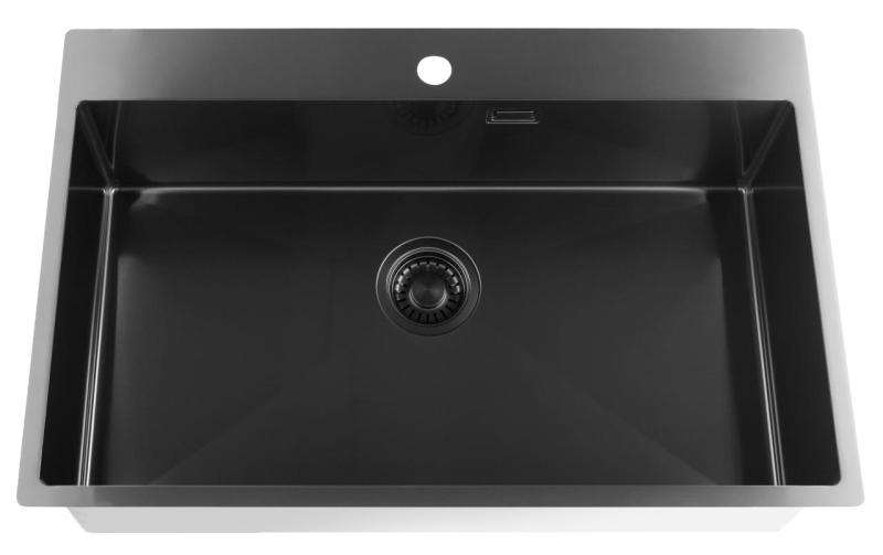 Pure.Sink Luxion PVD Grande pia preta 78x50 cm Torneira com banco para torneira PLX7850T-63