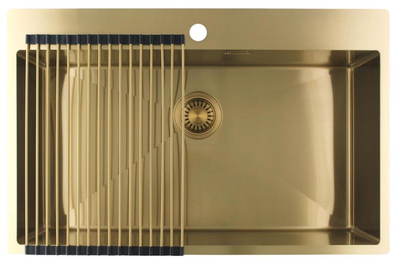 Pure.Sink Luxion Pia grande dourada 78x50 cm Torneira com encaixe para torneira PLX7850T-60