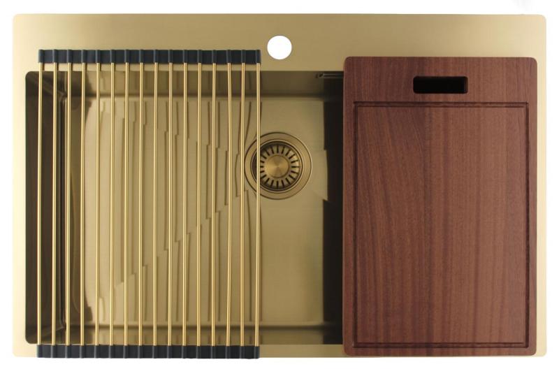 Pure.Sink Luxion Pia grande dourada 78x50 cm Torneira com encaixe para torneira PLX7850T-60