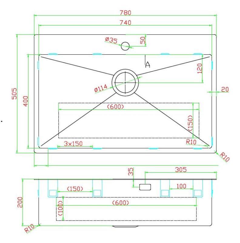 Pure.Sink Luxion Pia grande dourada 78x50 cm Torneira com encaixe para torneira PLX7850T-60