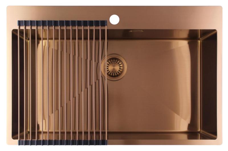 Pure.Sink Luxion Pia grande de cobre 78x50 cm Torneira com banco para torneira PLX7850T-62