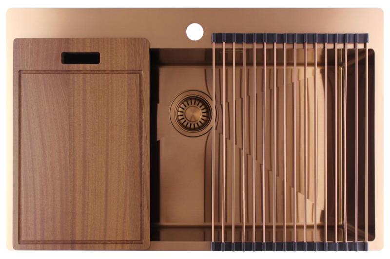 Pure.Sink Luxion Pia grande de cobre 78x50 cm Torneira com banco para torneira PLX7850T-62