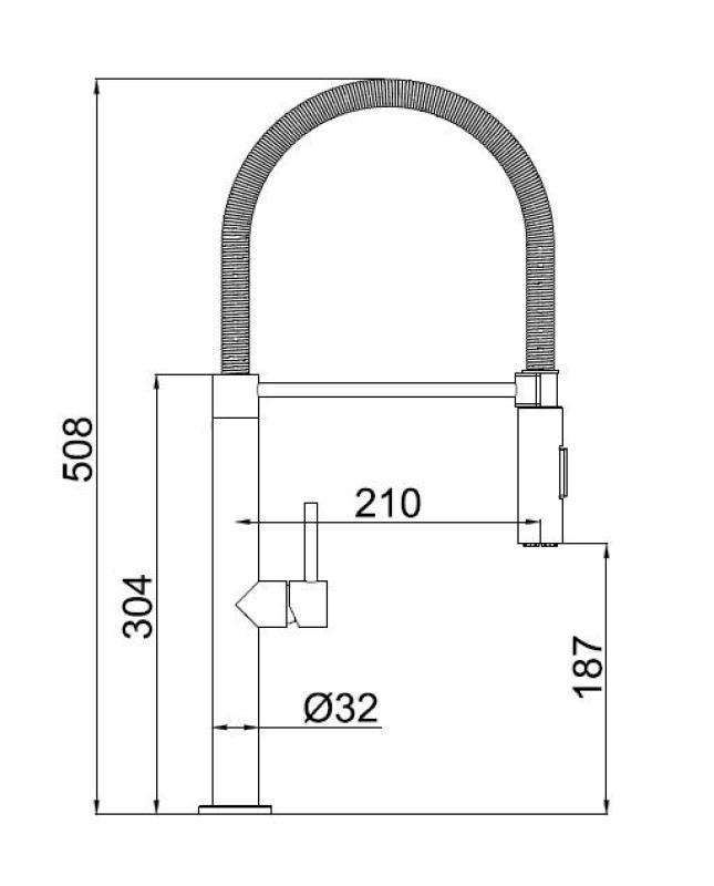 Pure.Sink Luxion torneira de cozinha em aço inoxidável maciço com bico flexível e 2 tipos de jato PLXFLEX-02