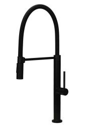 Pure.Sink Luxion Torneira de cozinha profissional preta mate com bico flexível e 2 tipos de jato PLXFLEX-10