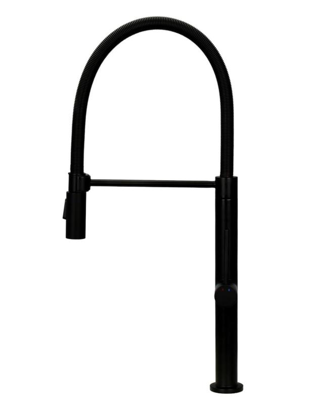 Pure.Sink Luxion Torneira de cozinha profissional preta mate com bico flexível e 2 tipos de jato PLXFLEX-10