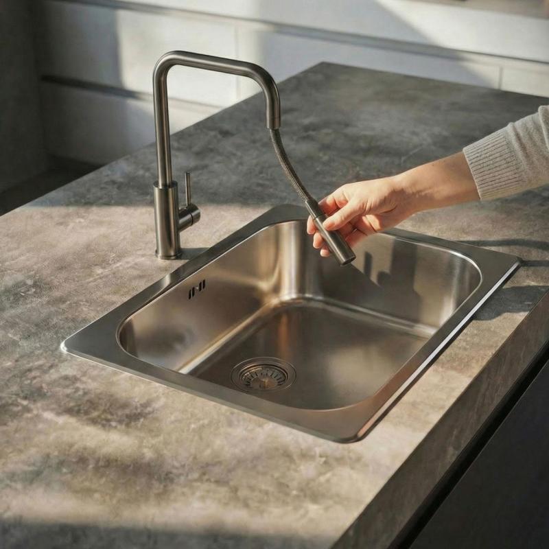 Pure.Sink Luxion Torneira de cozinha Gun Metal quadrada com bico extraível PLXSQUA-61