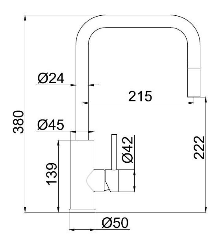 Pure.Sink Luxion Torneira de cozinha dourada quadrada com bico extraível PLXSQUA-60