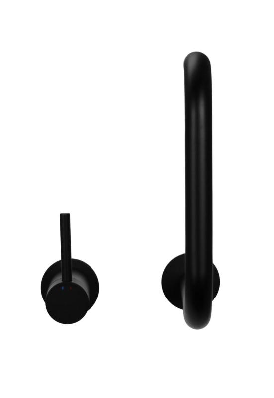 Pure.Sink Luxion Torneira de cozinha preta mate de 2 furos com bico redondo PLX2HR-10