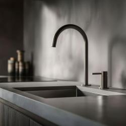 Pure.Sink Luxion Torneira de cozinha Gun metal com 2 furos e bico redondo PLX2HR-61