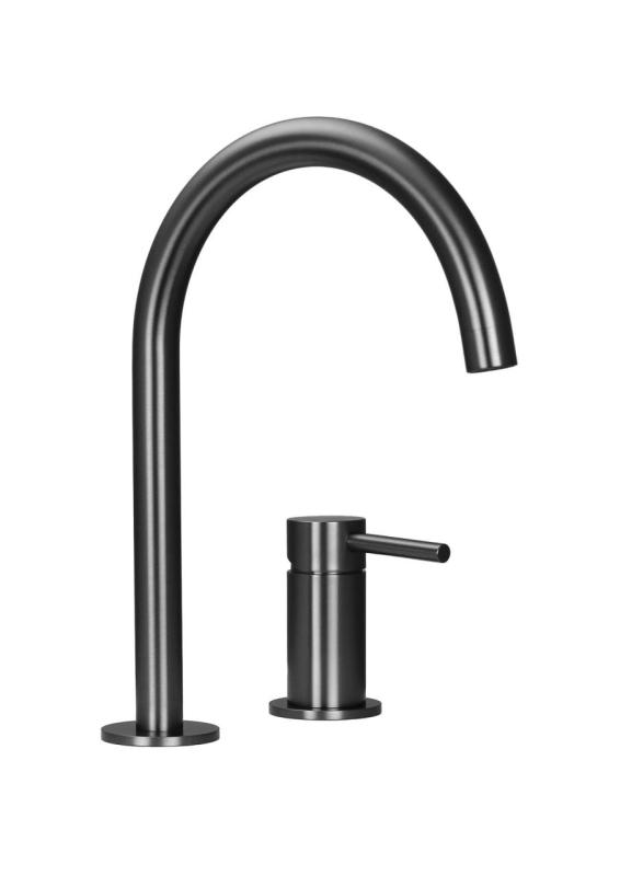 Pure.Sink Luxion Torneira de cozinha Gun metal com 2 furos e bico redondo PLX2HR-61