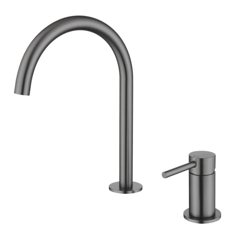 Pure.Sink Luxion Torneira de cozinha Gun metal com 2 furos e bico redondo PLX2HR-61