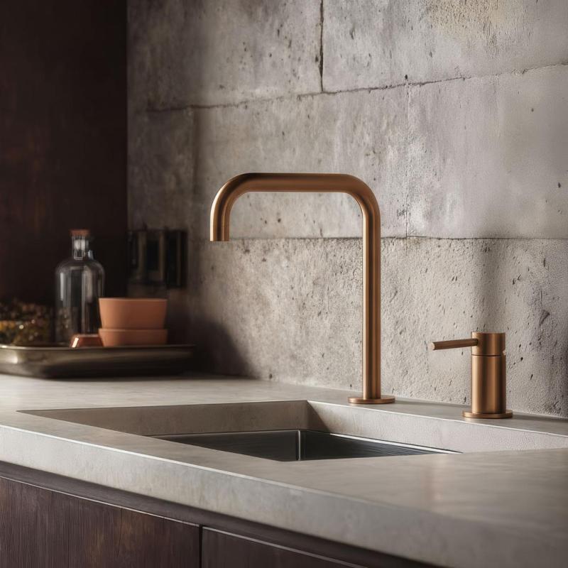 Pure.Sink Luxion Torneira de cozinha em cobre com 2 furos e bico em U PLX2HU-62