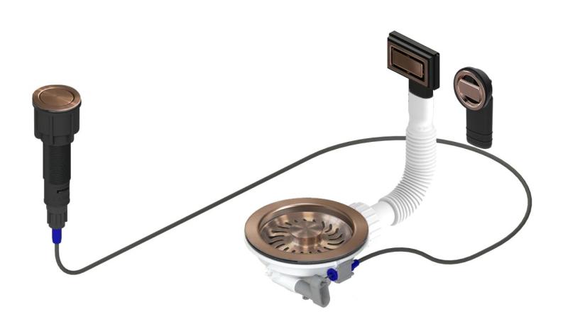 Conjunto de drenagem de cobre Granitemy incluindo botão de pressão com plugue, mais overflow retangular e redondo 1208971744