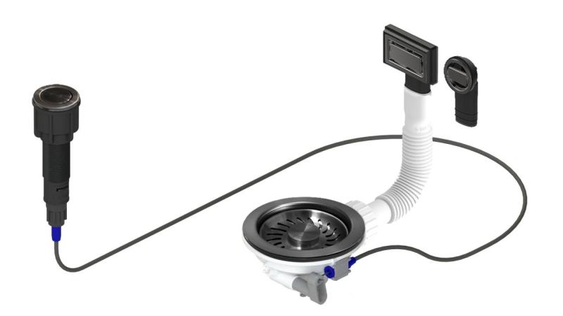 Conjunto de descarga Granitemy Gun metal incluindo botão de pressão com plugue, mais overflow retangular e redondo 1208971745