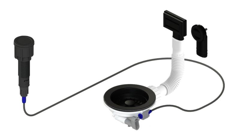 Conjunto de drenagem Granitemy Preto incluindo resíduos de botão de pressão com plug, mais overflow retangular e redondo 1208971746