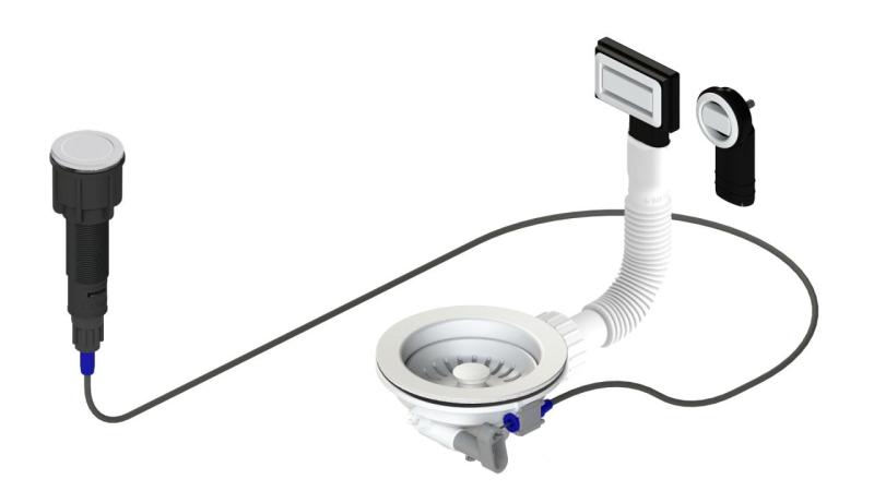 Conjunto de Drenagem Granitemy Branco incluindo resíduos de botão de pressão com plugue, além de transbordamento retangular e redondo 1208971747