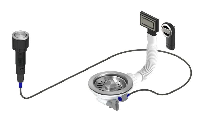 Conjunto de drenagem Granitemy RVS incluindo resíduo de botão de pressão com plugue, além de overflow retangular e redondo 1208971748