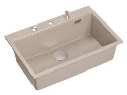 Quadri Hard Rock Beige granito montagem grande pia 76x50cm incluindo plug de aço inoxidável e acessórios 1208971751