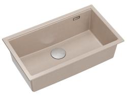 Quadri Newport II pia grande e profunda de granito para sobrepor e embutir Pia Bege 76x45cm com plug de aço inoxidável 1208971760