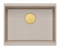 Quadri Newport II pia de granito embutida na cor bege 560x450mm com plugue dourado e tampa de drenagem 1208971765