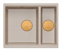 Quadri Newport II bege 1,5 pia de granito de montagem superior e inferior 555x460mm com plugue de cobre 1208971767