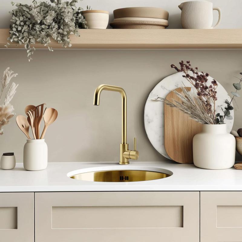Pure.Sink Rondo Dourado Pia Redonda de Embutir, de Submontagem e de Sobrepor 38 cm PRN38-60