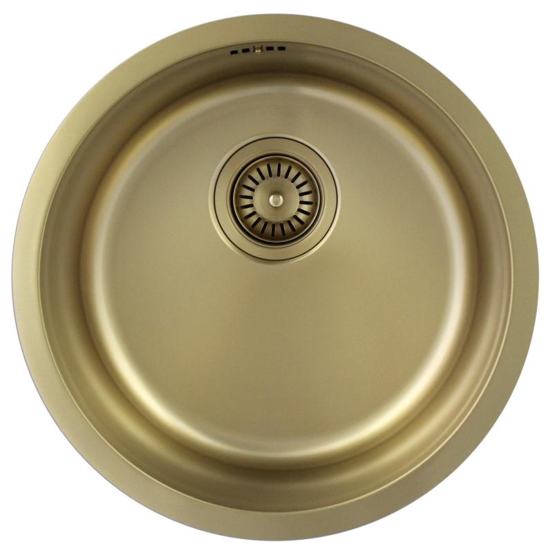 Pure.Sink Rondo Dourado Pia Redonda de Embutir, de Submontagem e de Sobrepor 38 cm PRN38-60