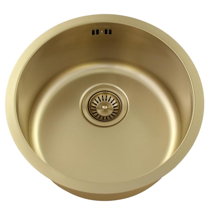 Pure.Sink Rondo Dourado Pia Redonda de Embutir, de Submontagem e de Sobrepor 38 cm PRN38-60