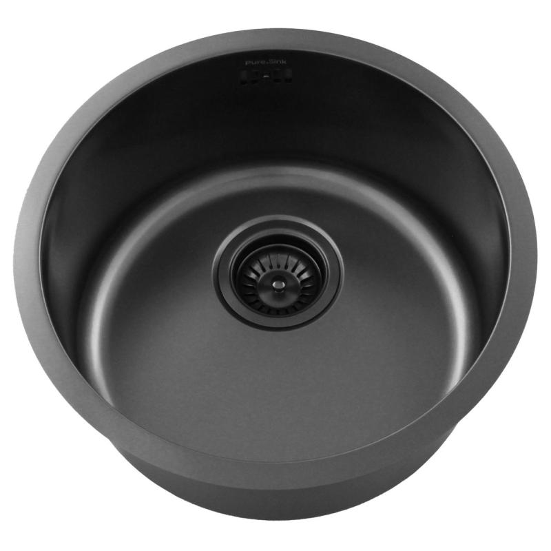 Pure.Sink Rondo Gun metal Pia redonda para instalação embutida, inferior e superior 38 cm PRN38-61