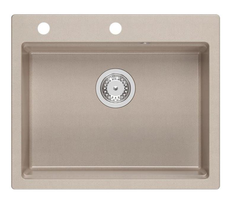 Quadri Durham Pearl Beige granito pia de bancada 595x500 com dispensador de sabão, tábua de cortar, pia auxiliar e tapete de rolo 1208971814