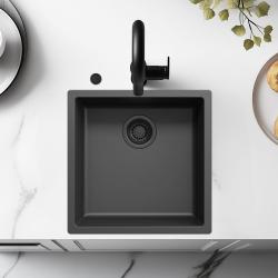Pia de fibra Ausmann preta 40x40cm para submontagem, montagem e montagem plana com plugue automático preto 1208971851