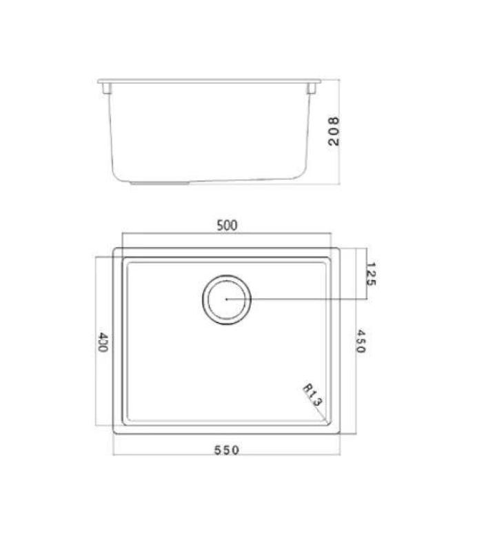 Pia de fibra Ausmann preta de 50x40cm para embutir, sobrepor e montagem plana com plugue automático dourado 1208971859
