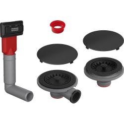 Franke MRG Conjunto de Drenagem 2 bacias, 1 Transbordamento oculto, Preto fosco 112.0658.484